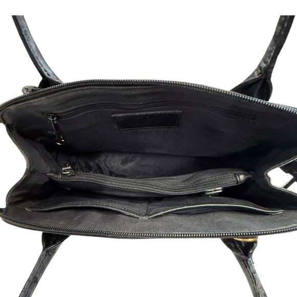 Vintage Y2K Etienne Aigner Black‎ Leather 2 Handle Shoulder Bag Crossbody Strap - Picture 6 of 13